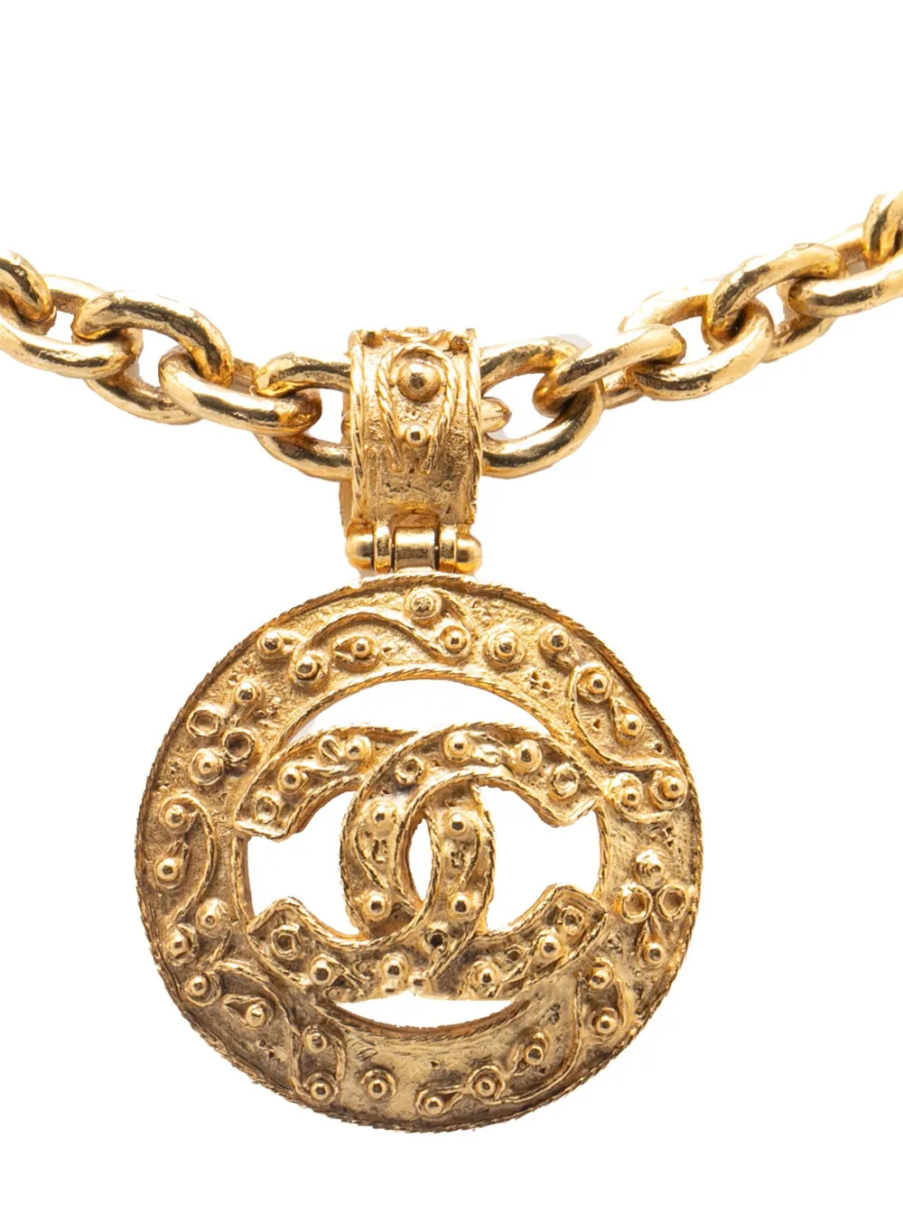 CHANEL Pre-Owned 1994 ゴールドプレーテッド ココマーク ラウンドペンダント コスチューム ネックレス - CHANEL Pre-Owned 1994 ゴールドプレーテッド ココマーク ラウンドペンダント コスチューム ネックレス -