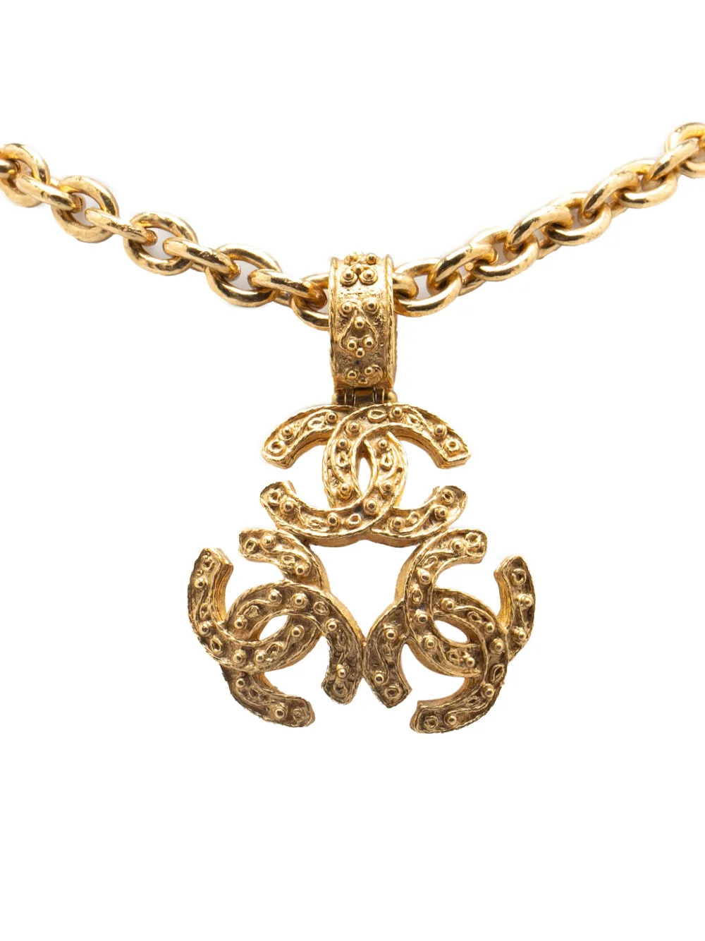 CHANEL Pre-Owned 1994 ゴールドプレーテッド トリプル ココマーク ペンダント コスチューム ネックレス - CHANEL Pre-Owned 1994 ゴールドプレーテッド トリプル ココマーク ペンダント コスチューム ネックレス -