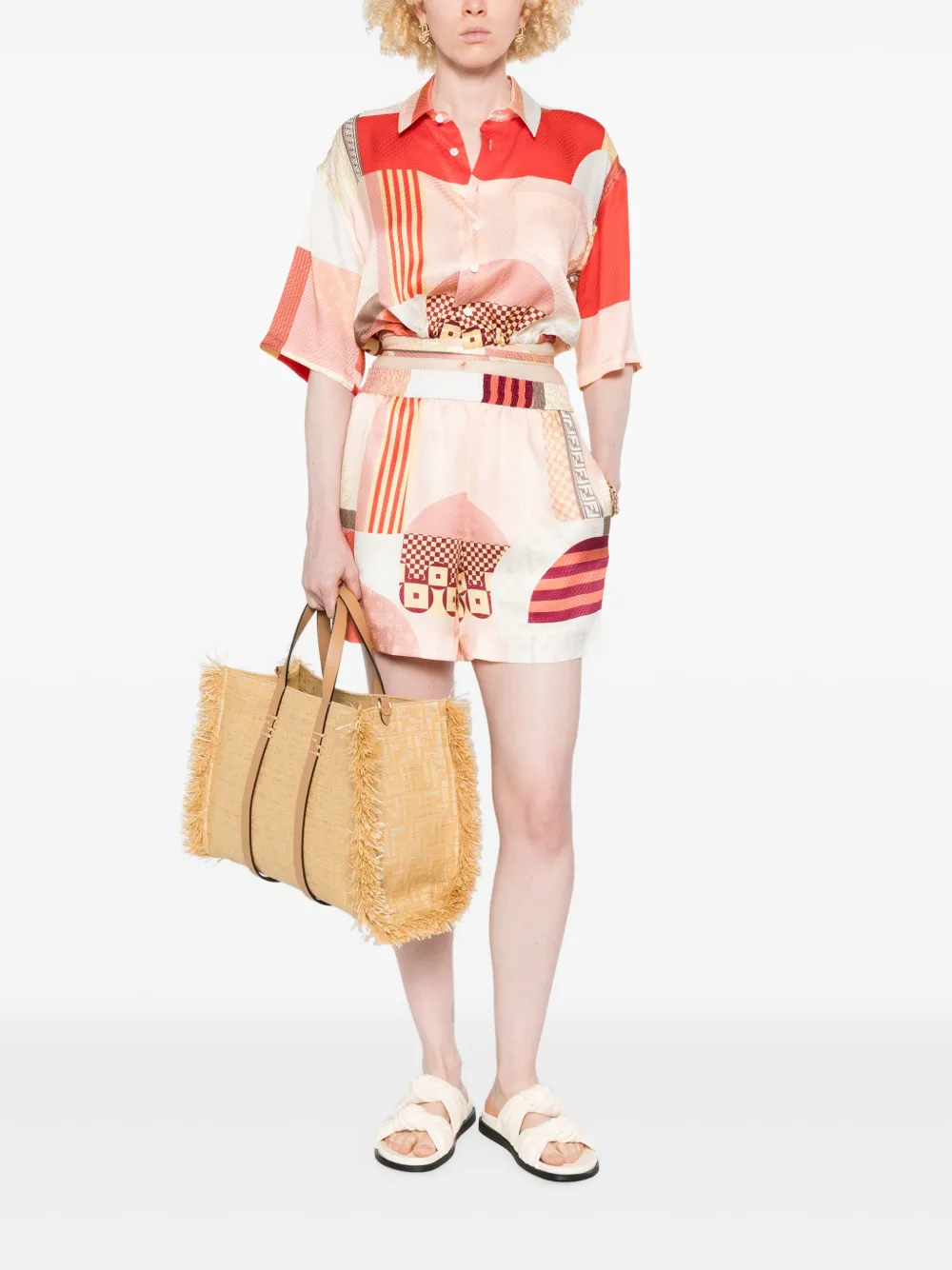 FENDI patchwork-print silk shorts | Short Shorts | Image 2