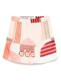 FENDI patchwork-print silk shorts - Pink
