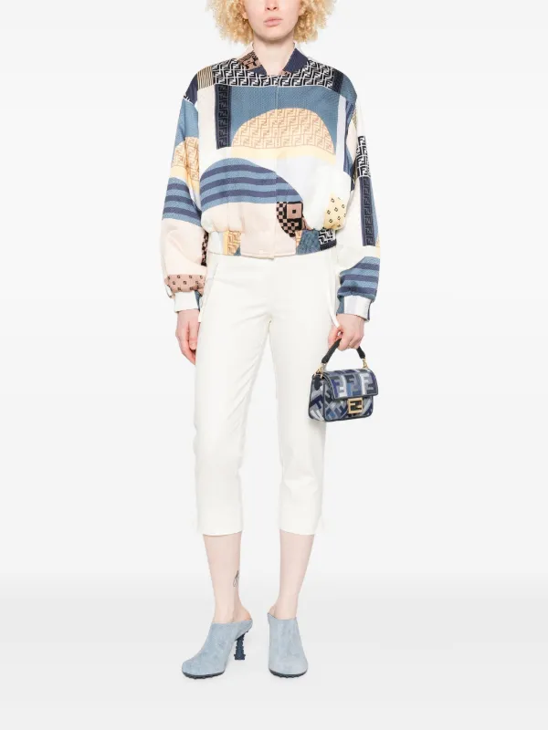 国内発送【FENDI】ブルーシルク リバーシブルボンバージャケット FENDI リバーシブル ボンバージャケット | ブルー | FARFETCH JP