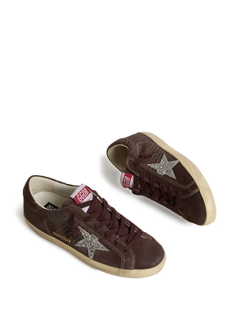 Golden Goose Super Star Glitter-star Embellished Sneakers In Brown