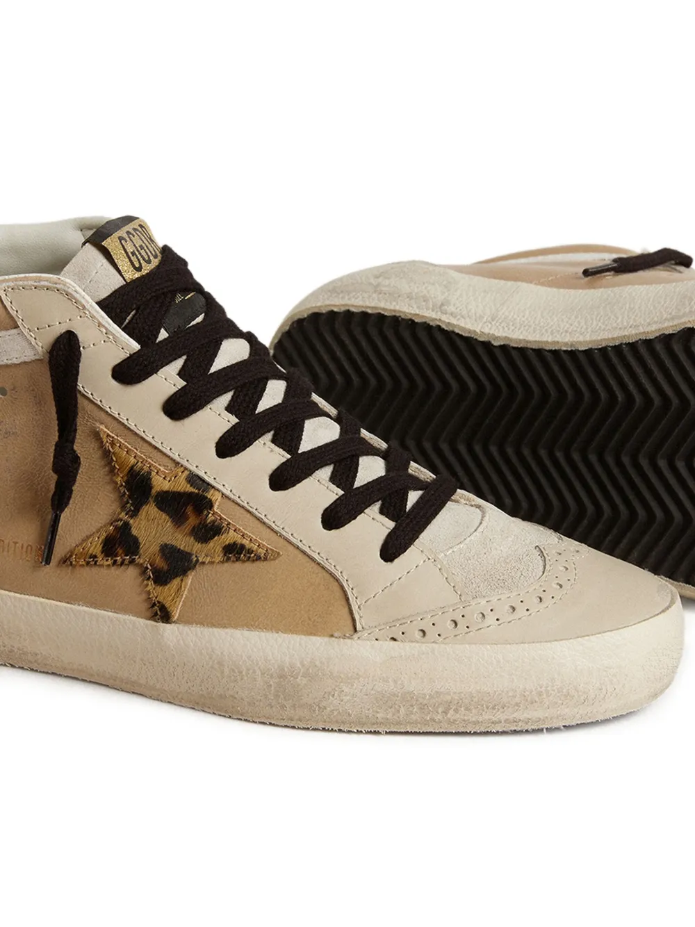 Golden Goose Mid Star leopard-print sneakers Neutrals