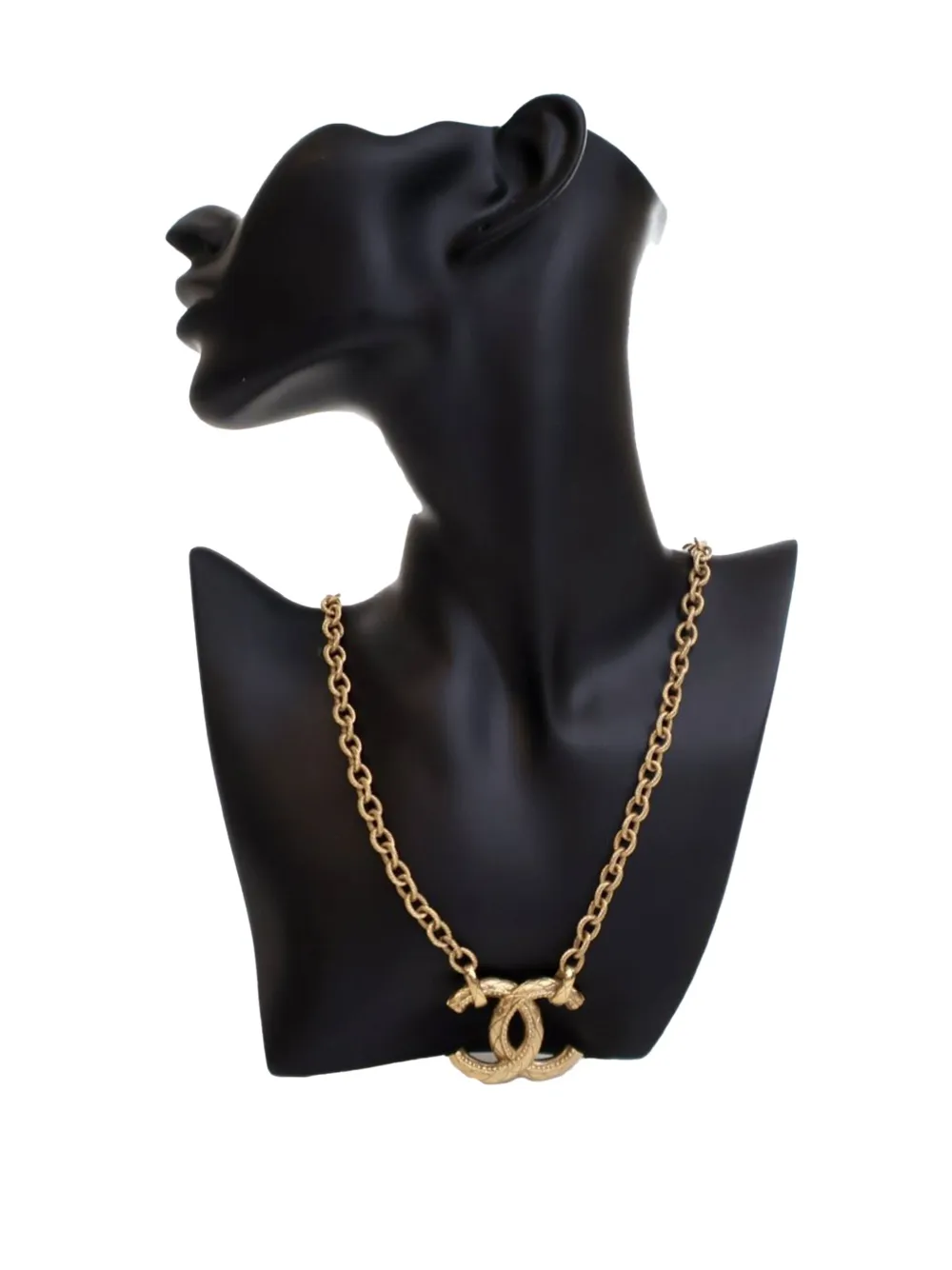 CHANEL Pre-Owned 2021 Gold Plated Quilted CC Pendant Necklace costume necklace | Image 2
