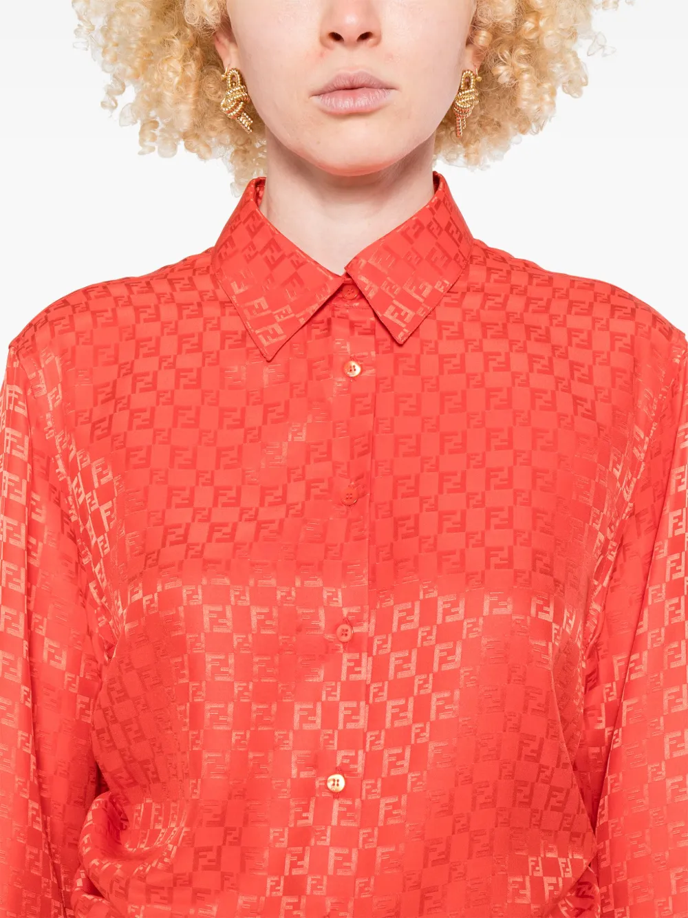 FENDI Blouse met FF-jacquard Rood