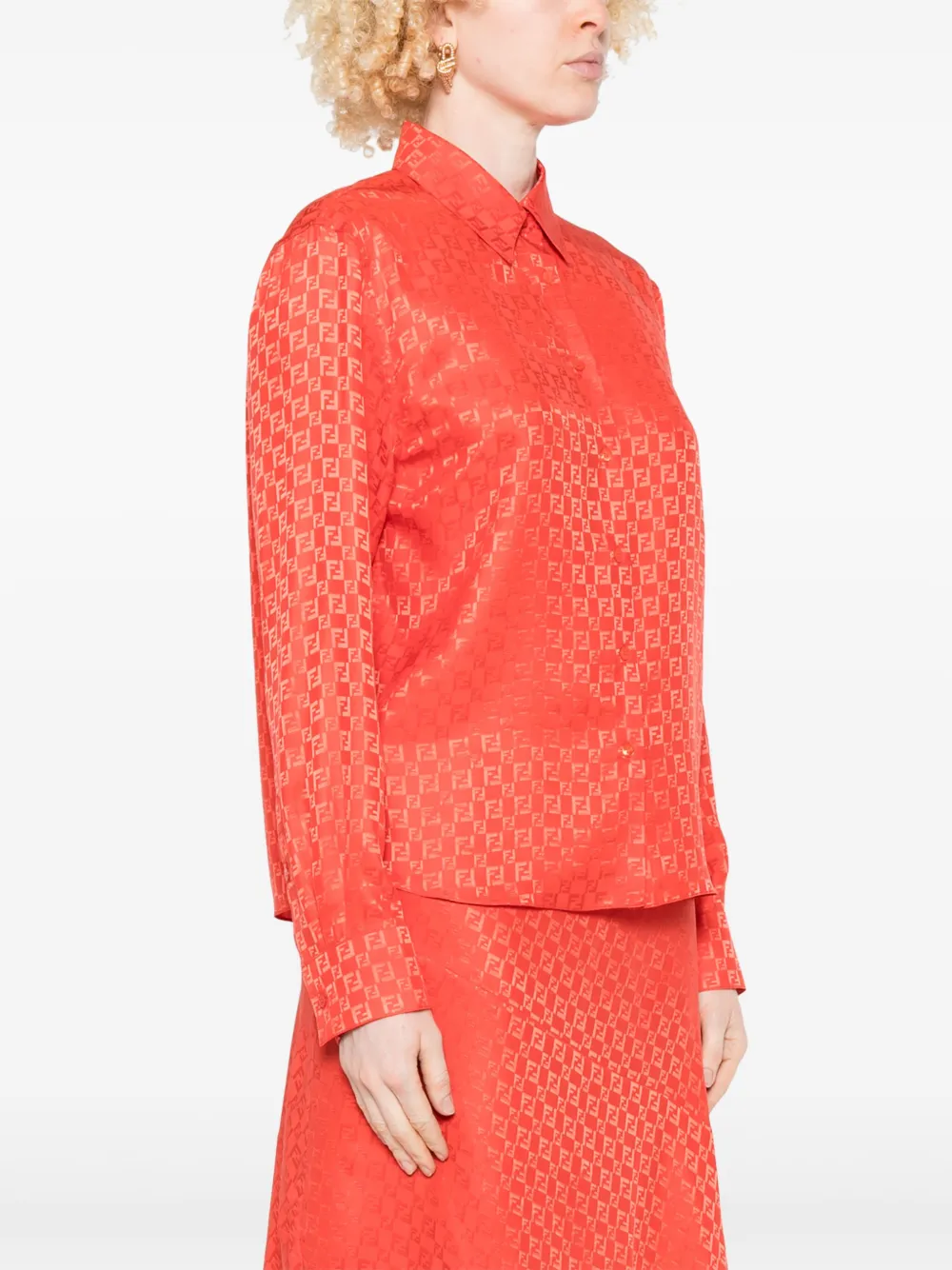 FENDI Blouse met FF-jacquard Rood