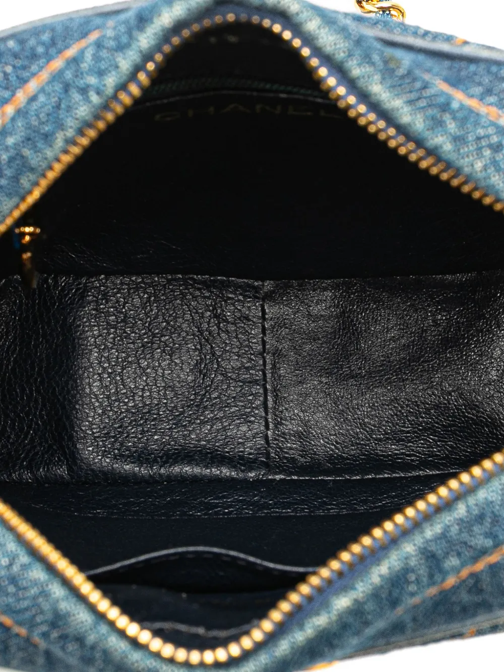Pre-owned Chanel 1996-1997 Cc Quilted Denim Turnlock Camera Bag Crossbody Bag