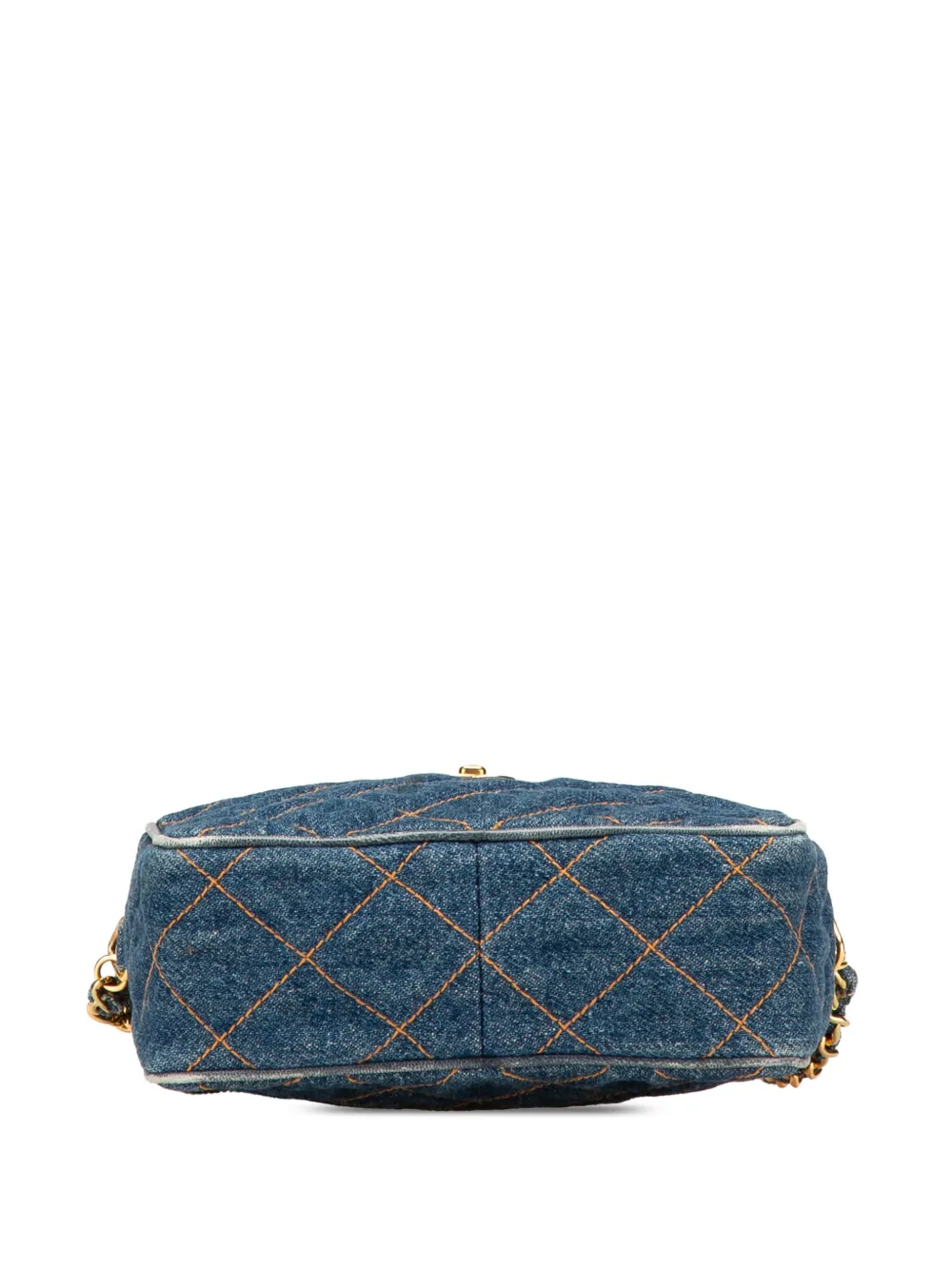 Pre-owned Chanel 1996-1997 Cc Quilted Denim Turnlock Camera Bag Crossbody Bag