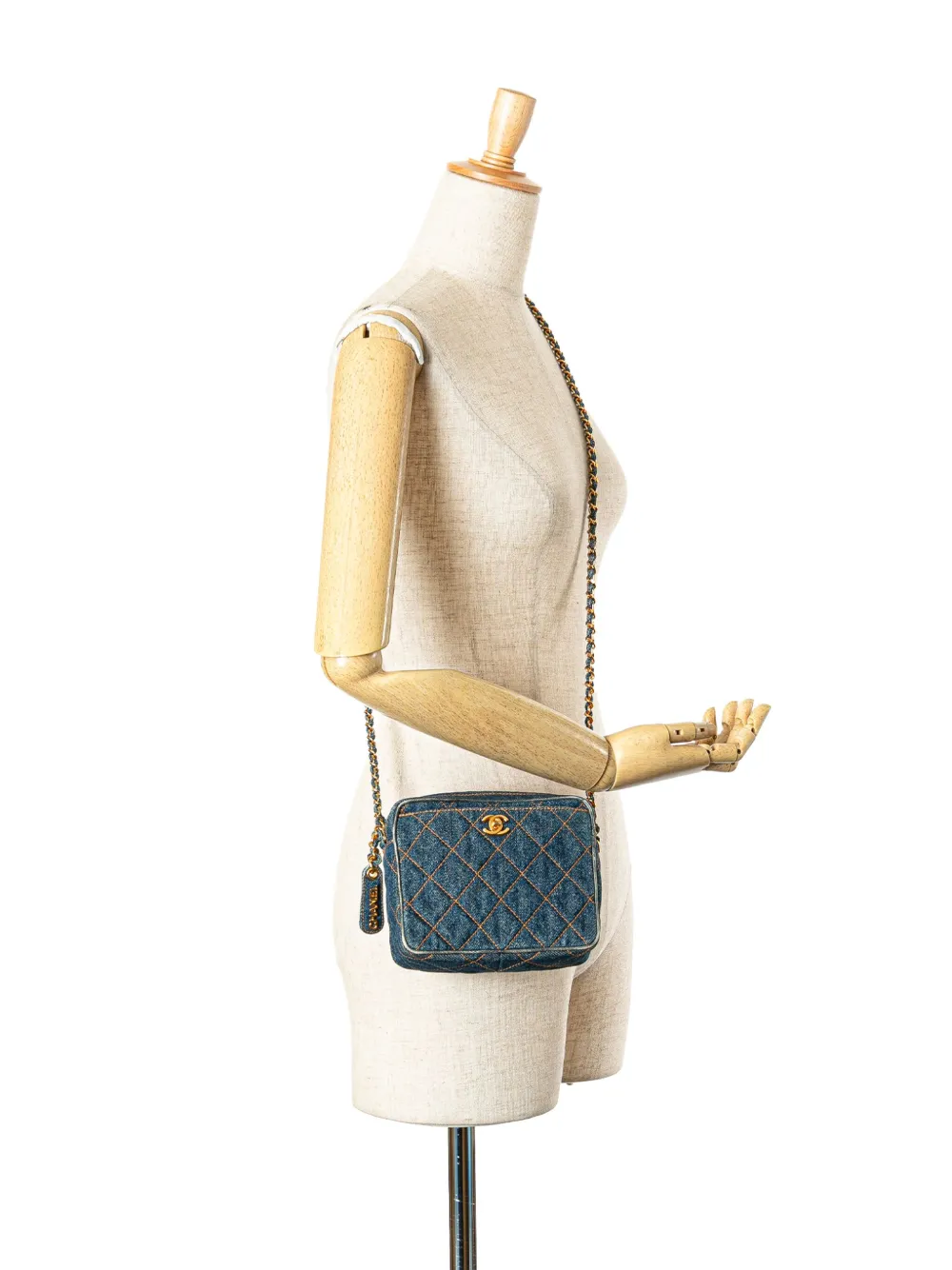 Pre-owned Chanel 1996-1997 Cc Quilted Denim Turnlock Camera Bag Crossbody Bag