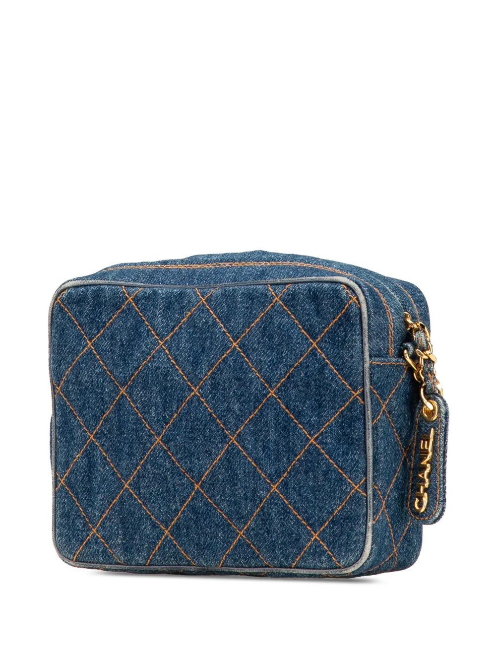 Pre-owned Chanel 1996-1997 Cc Quilted Denim Turnlock Camera Bag Crossbody Bag