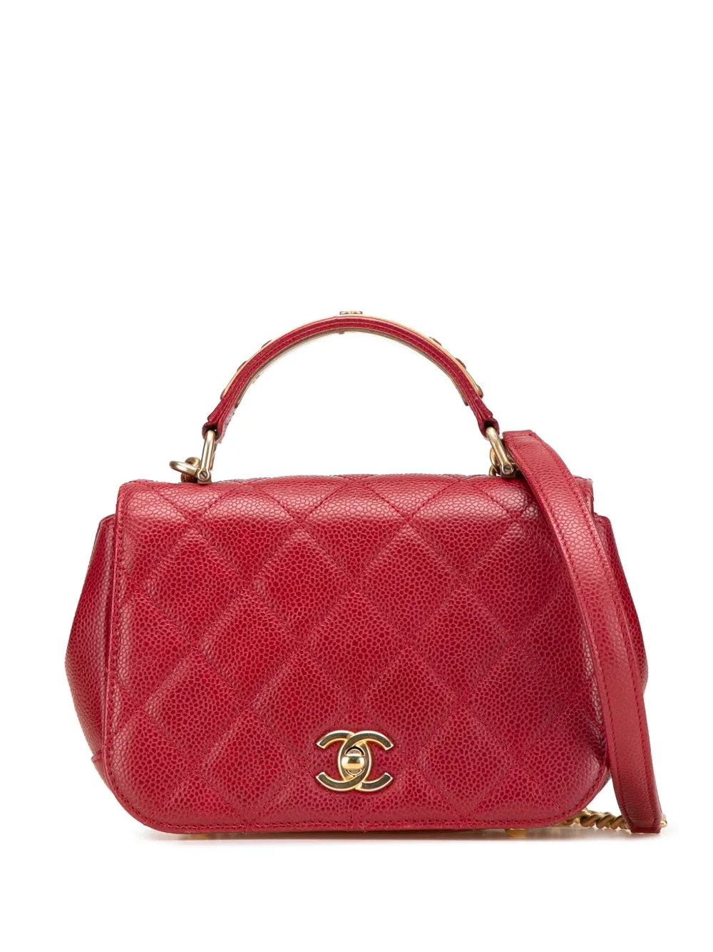 CHANEL Pre-Owned 2017-2018 mini Carry Around Flap Satchel-Tasche aus gestepptem Kaviarleder | Rot | Image 1