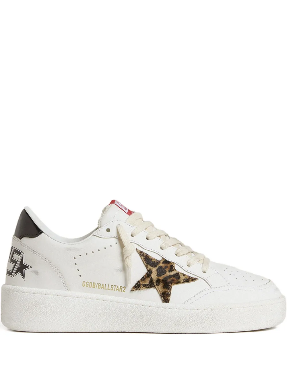 Golden Goose leather leopard-print star sneakers | White | Image 1