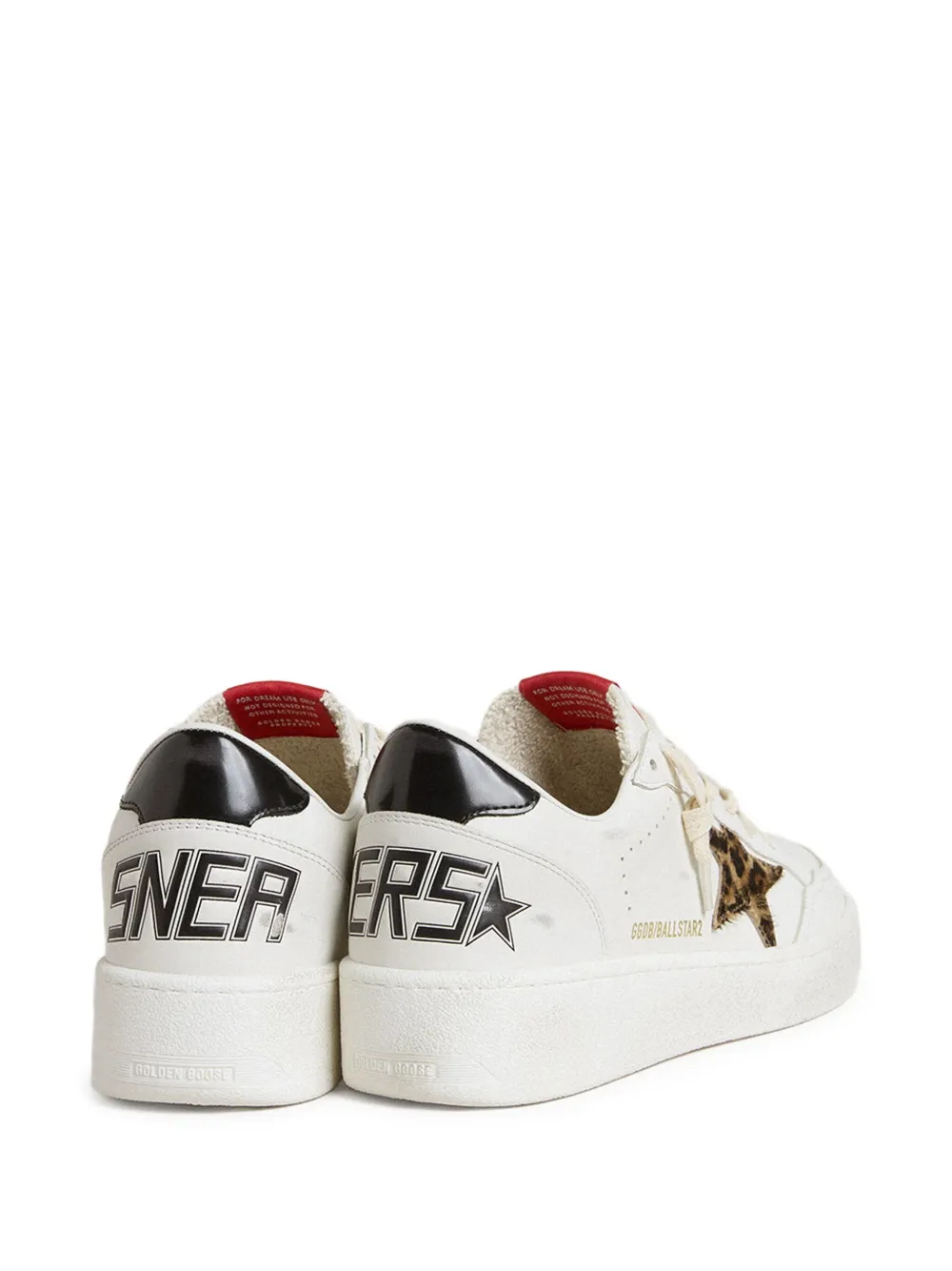 Golden Goose leather leopard-print star sneakers White