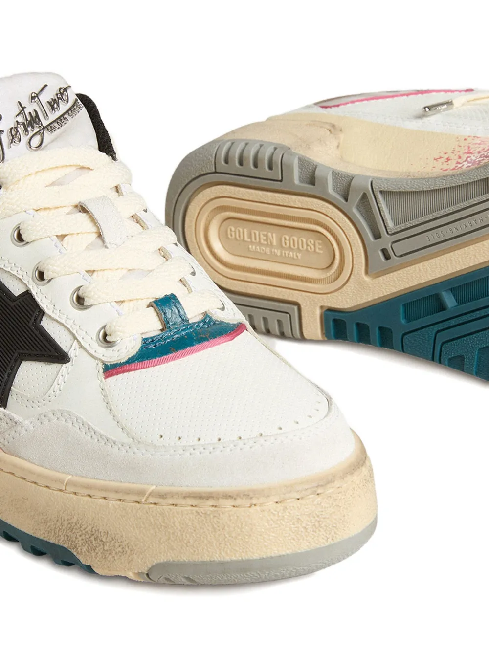 Golden Goose Forty2 Leather Sneakers With Star Patch In Multi