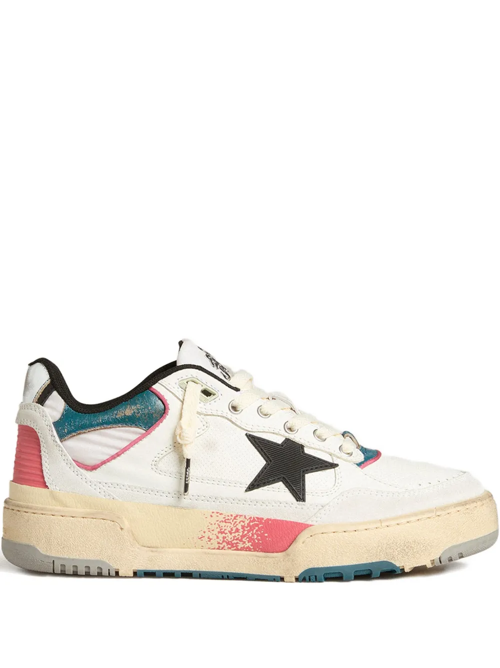 Golden Goose Forty2 Leather Sneakers With Star Patch In Multi
