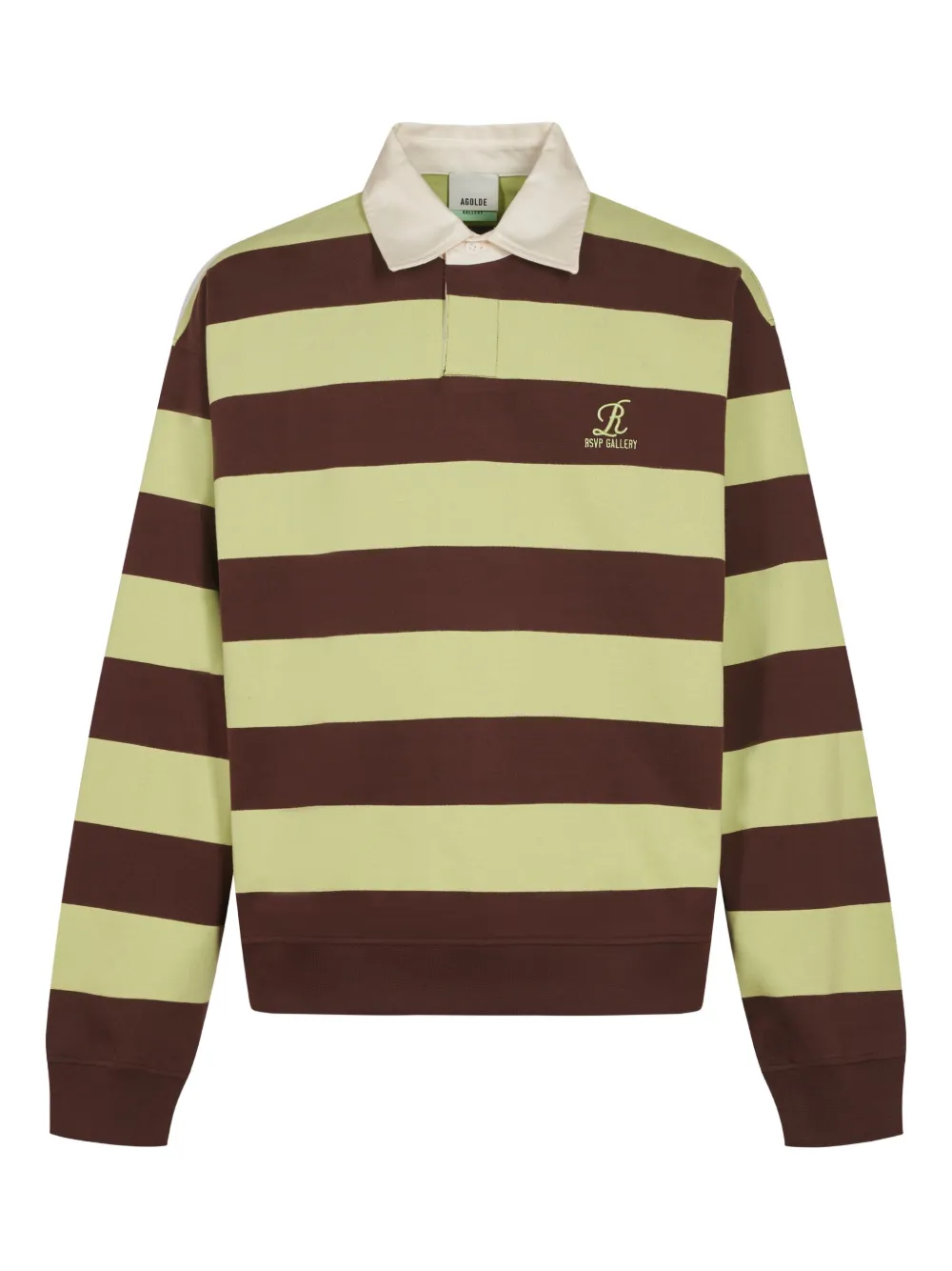 AGOLDE playera tipo polo RSVP Rugby con rayas | marrón | Image 1