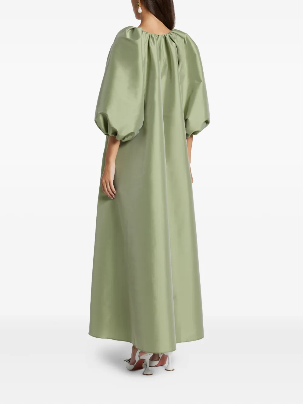 Bernadette Balloon-sleeve Maxi Dress In Green