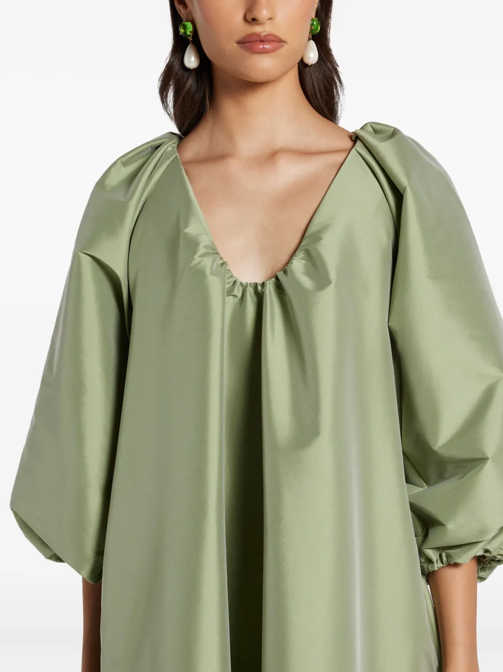 Bernadette Balloon-sleeve Maxi Dress In Green