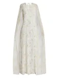 Bernadette floral-print cape maxi dress - White