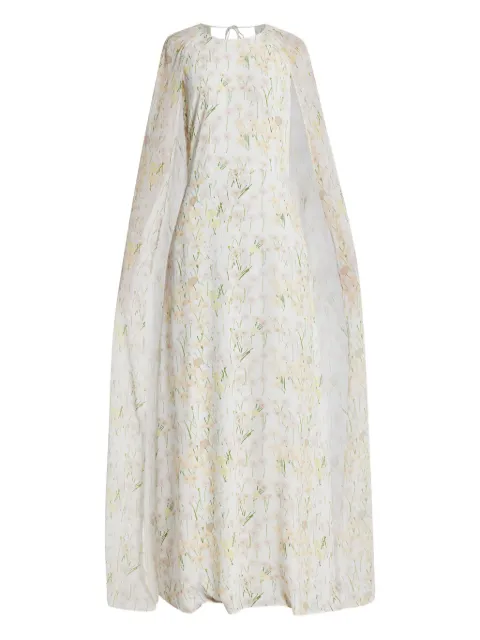 Bernadette floral-print cape maxi dress