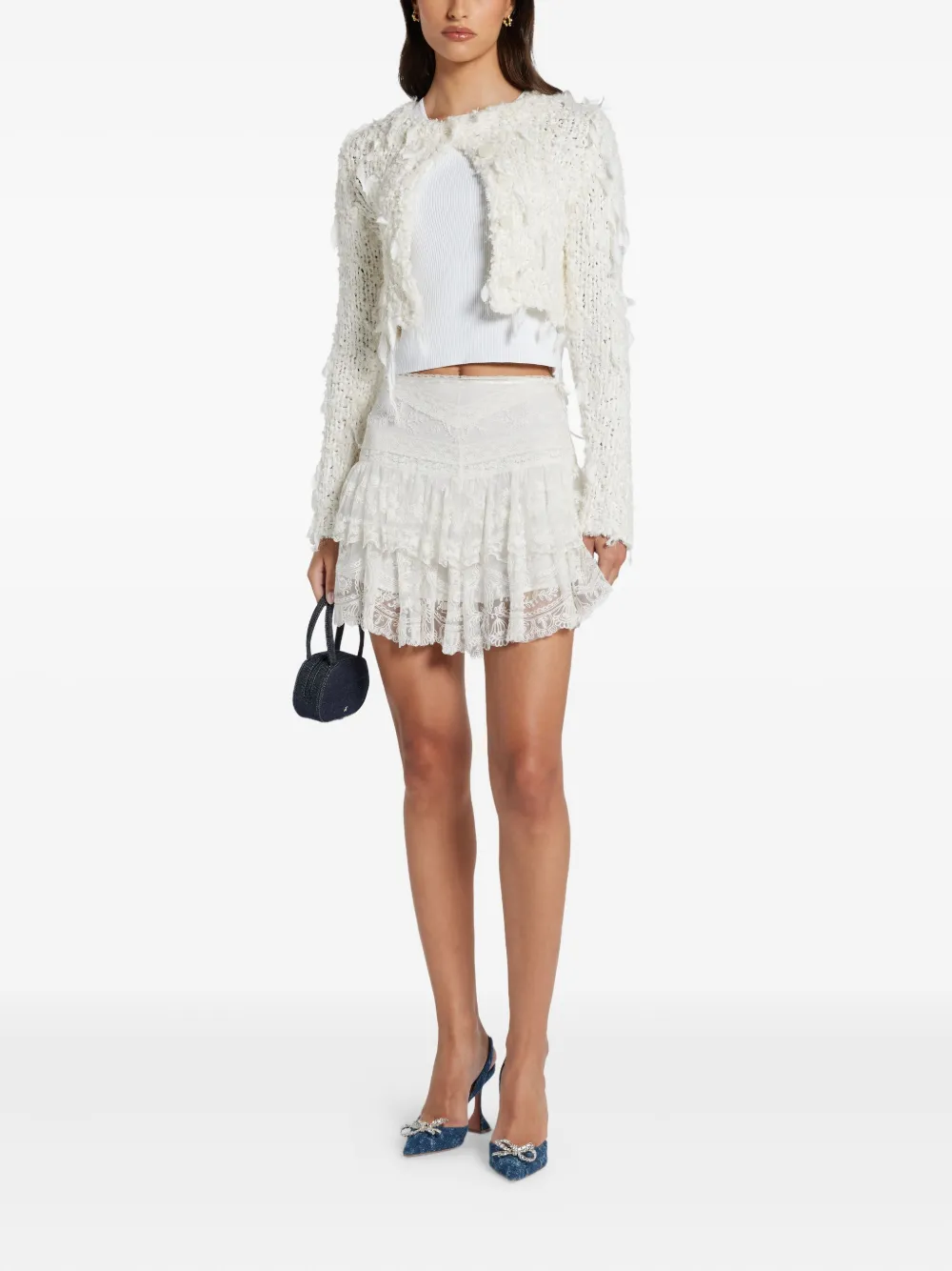 LoveShackFancy lace mini skirt - Wit