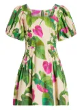 FARM Rio puff-sleeve floral-print mini dress - Neutrals