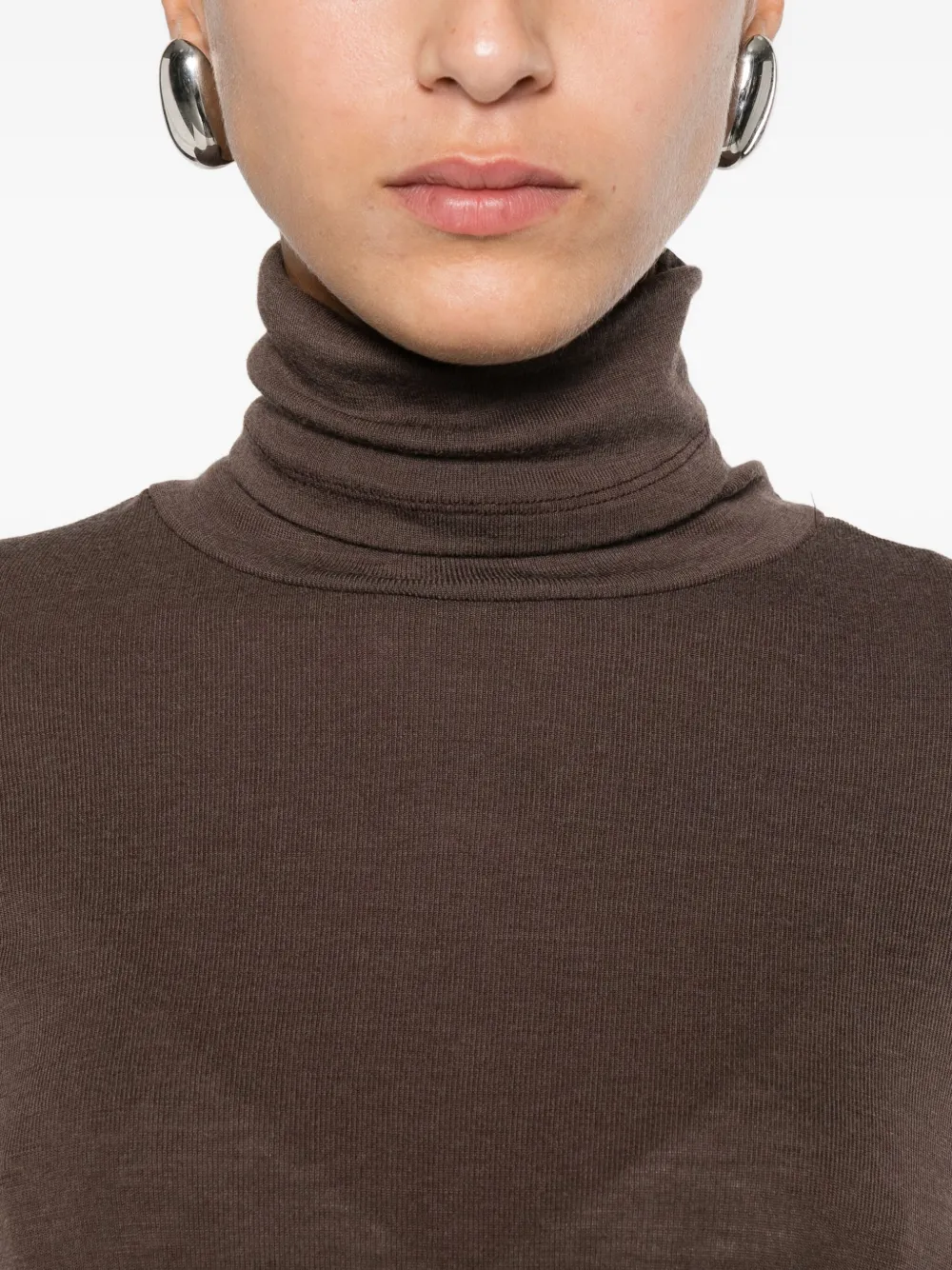 Róhe Turtleneck Long-sleeve Sweater in Brown, view 5