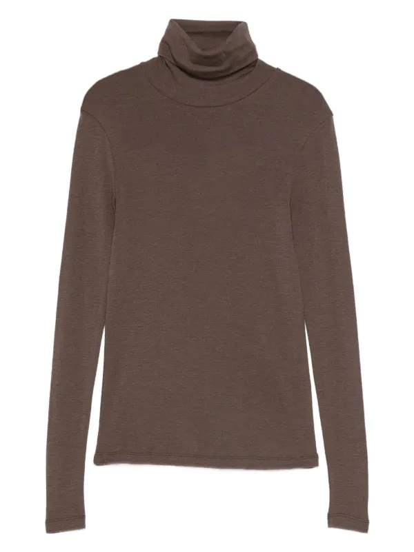 Róhe Turtleneck Long-sleeve Sweater in Brown