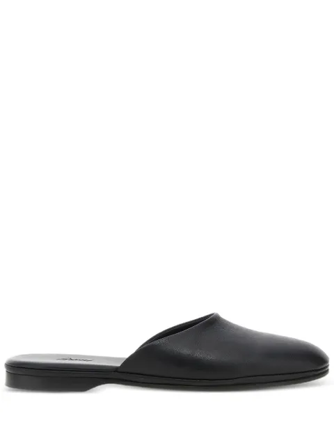 Brioni leather almond-toe mules
