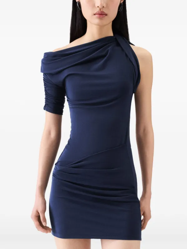 jacquemus blue dress - The Drapeado Mini - Dark Navy Queen Victoria's mourning clothing side slits Color:Red/White Adorned with subtle yet