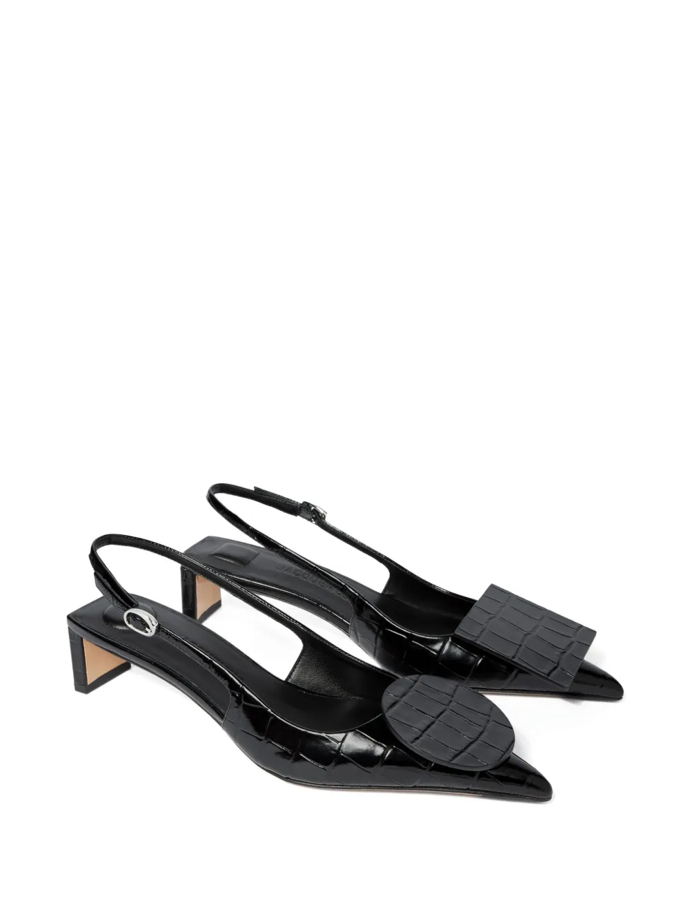 Jacquemus 40mm Duelo Crocodile-effect Pumps In Black