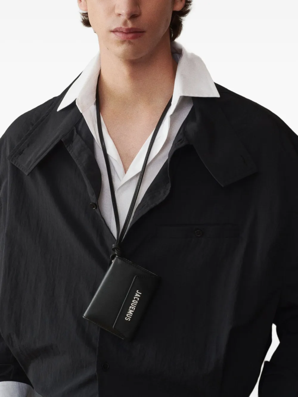 Jacquemus Logo Envelope Leather Wallet In Black