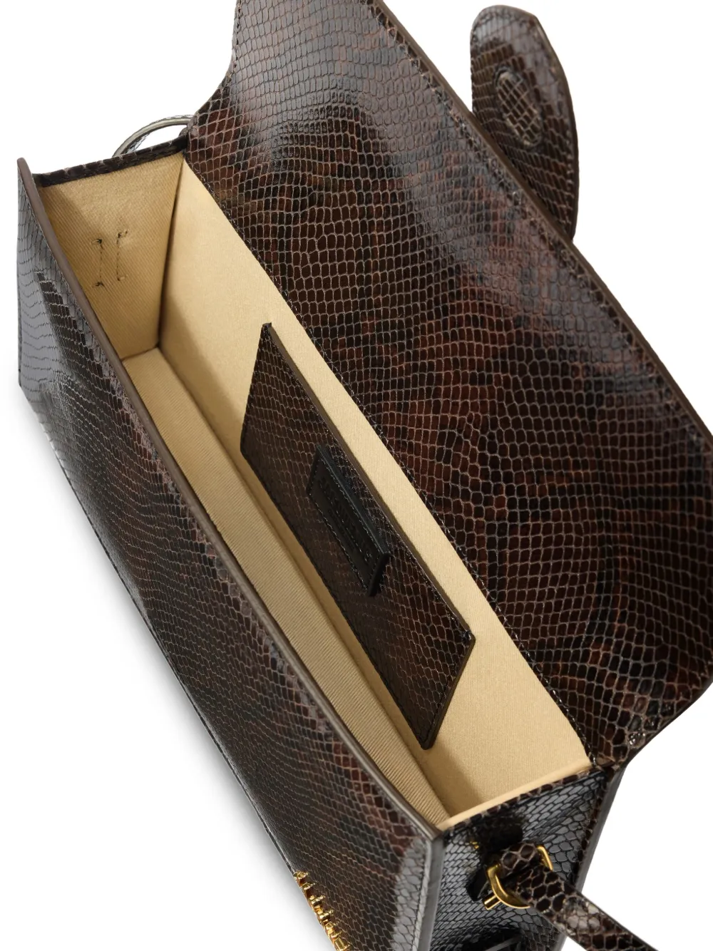 Jacquemus Le Chouchou Snakeskin Leather Flap Shoulder Bag In Brown