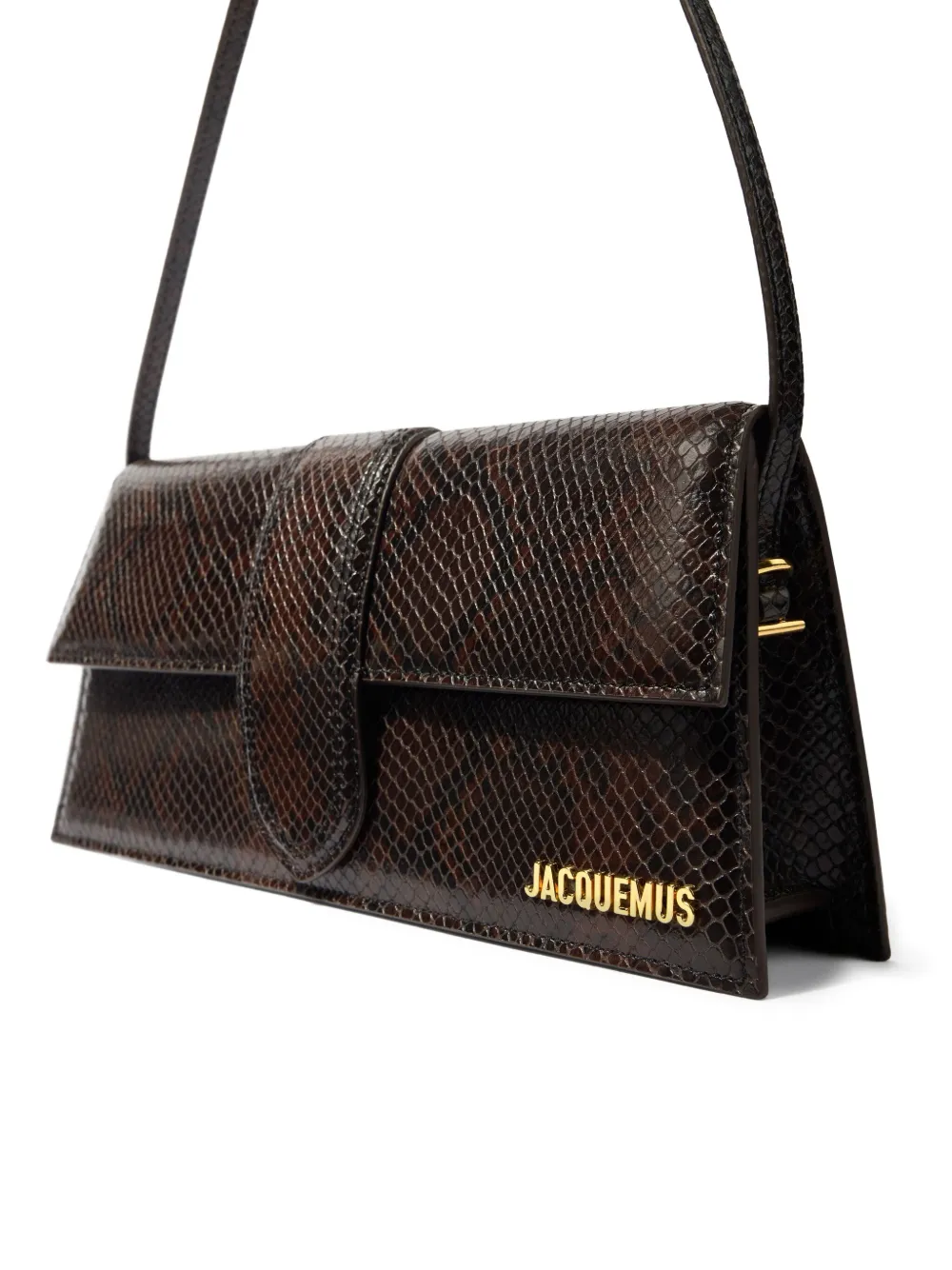 Jacquemus Le Chouchou Snakeskin Leather Flap Shoulder Bag In Brown