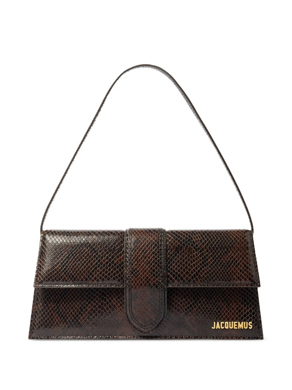 Jacquemus Le Chouchou Snakeskin Leather Flap Shoulder Bag In Brown