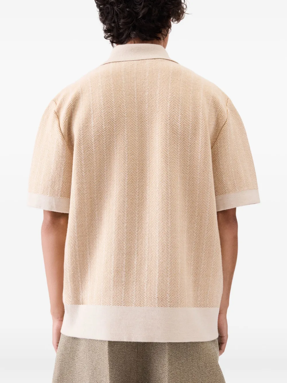 Jacquemus Gio herringbone polo shirt Beige
