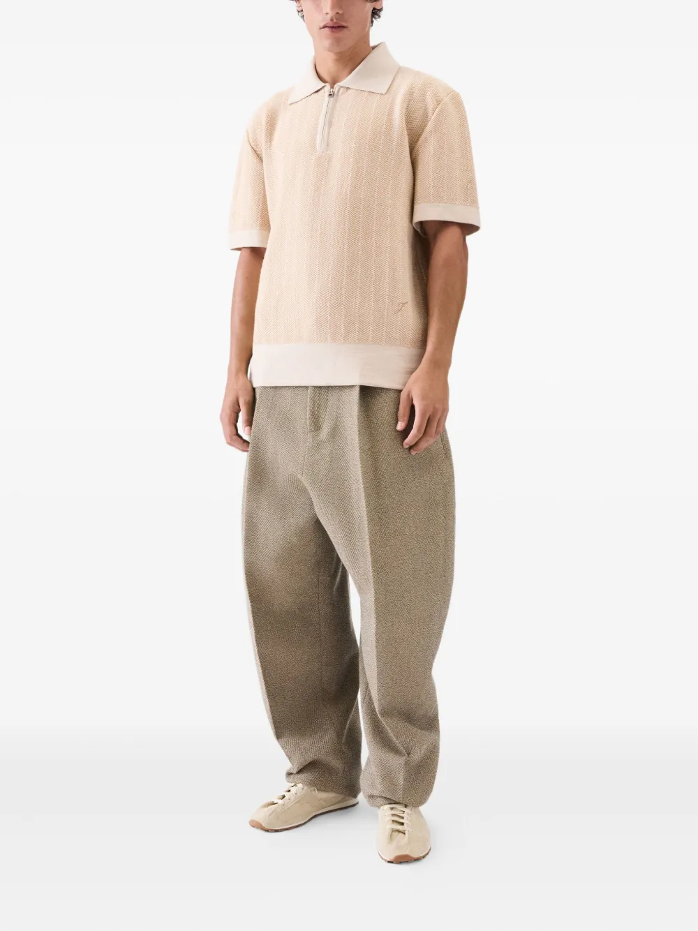 Jacquemus Gio herringbone polo shirt - Beige