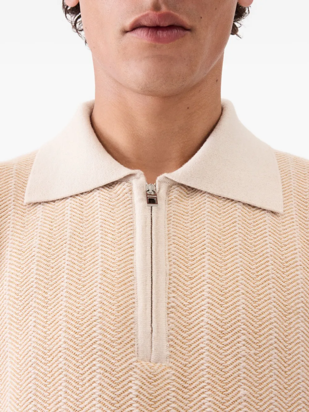 Jacquemus Gio herringbone polo shirt Beige