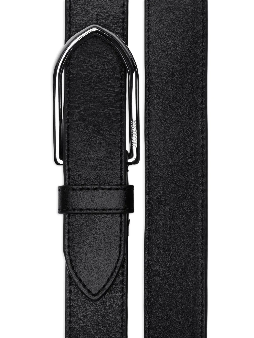 Jacquemus The Bambino Engraved-buckle Leather Belt In Black