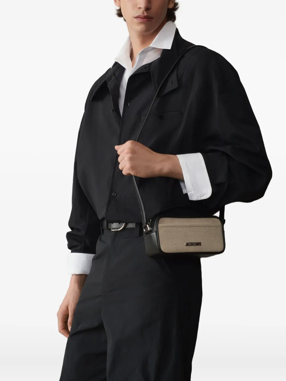 Jacquemus The Banetto Leather-trimmed Cross Body Bag In Neutral