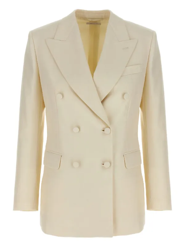 Brioni Flavia Double-breasted Peak-lapel Blazer in Neutrals