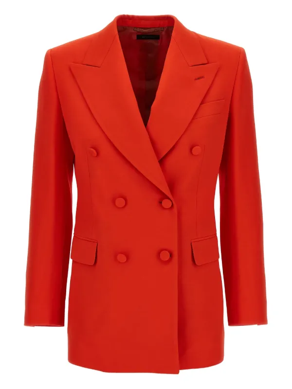 Brioni Double-breasted Peak-lapel Blazer in Red