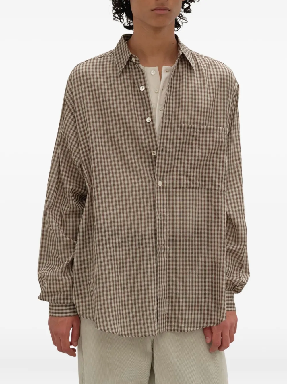 Auralee Geruit overhemd - Beige