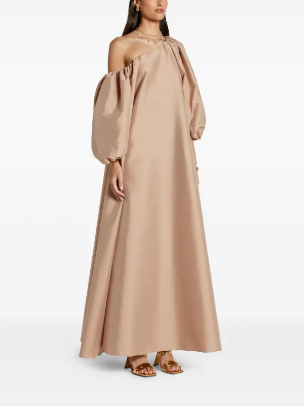 Bernadette puff-sleeve asymmetric-shoulder Dress | Neutrals | FARFETCH