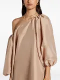 Bernadette puff-sleeve asymmetric-shoulder dress - Neutrals