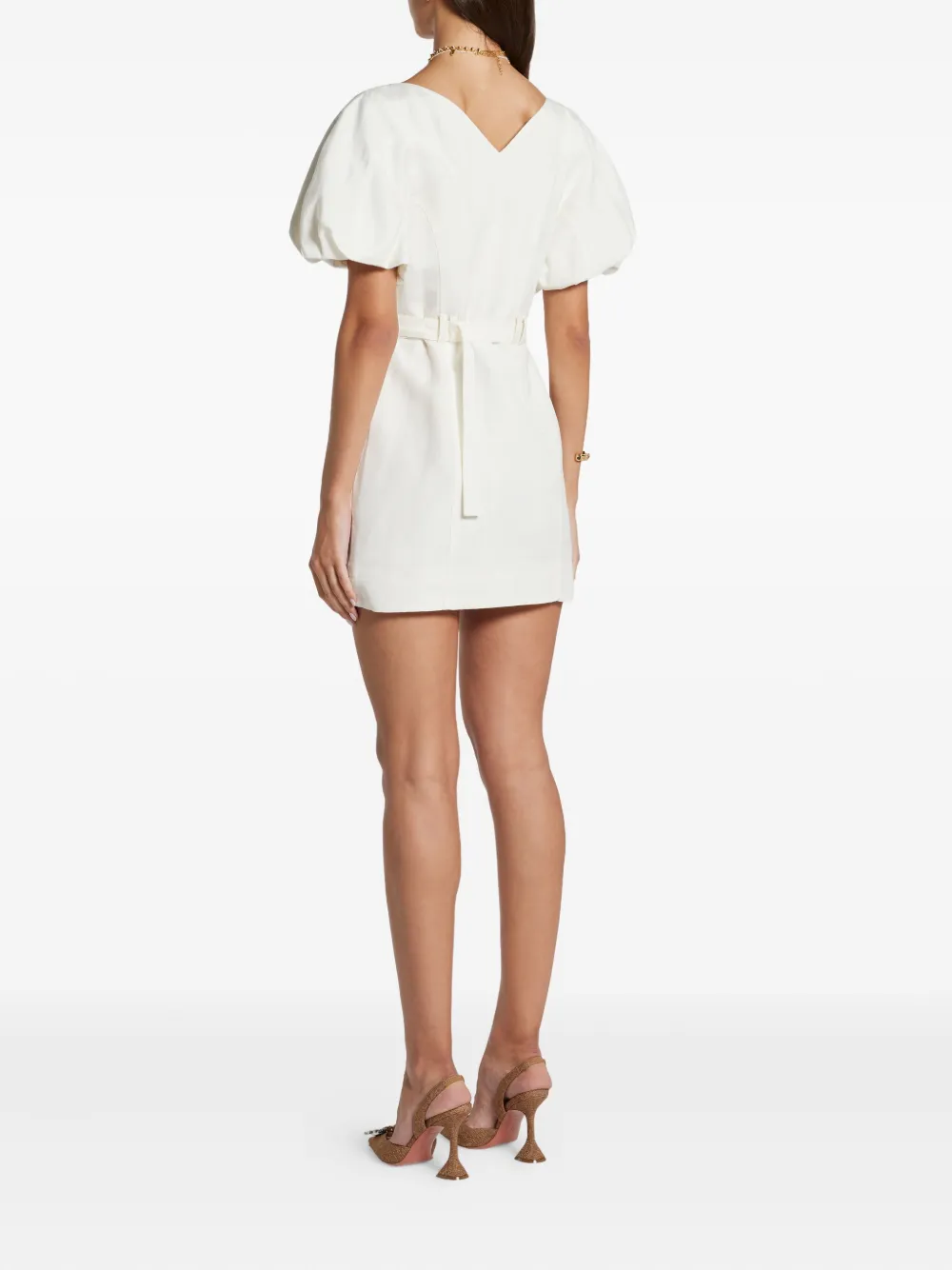 Aje Puff-sleeves Buttoned-front Mini Day Dress In White