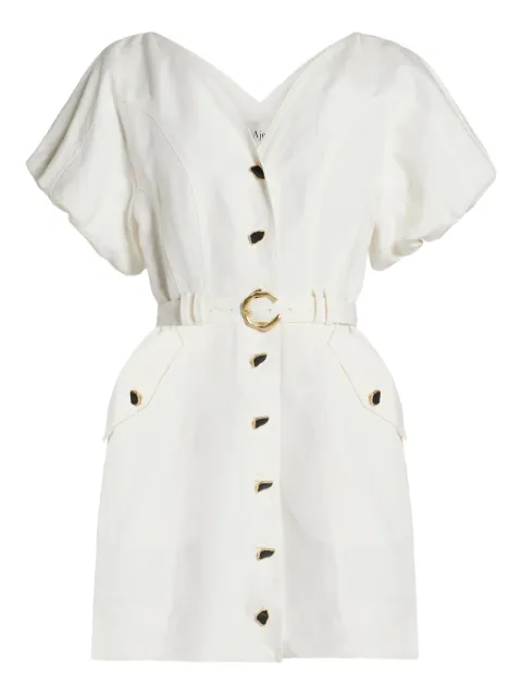 Aje puff-sleeves buttoned-front mini day dress
