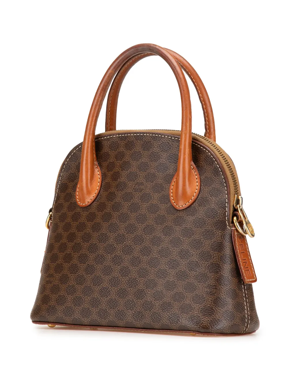 Pre-owned Celine 1993 Mini Macadam Coated Canvas Dome Satchel