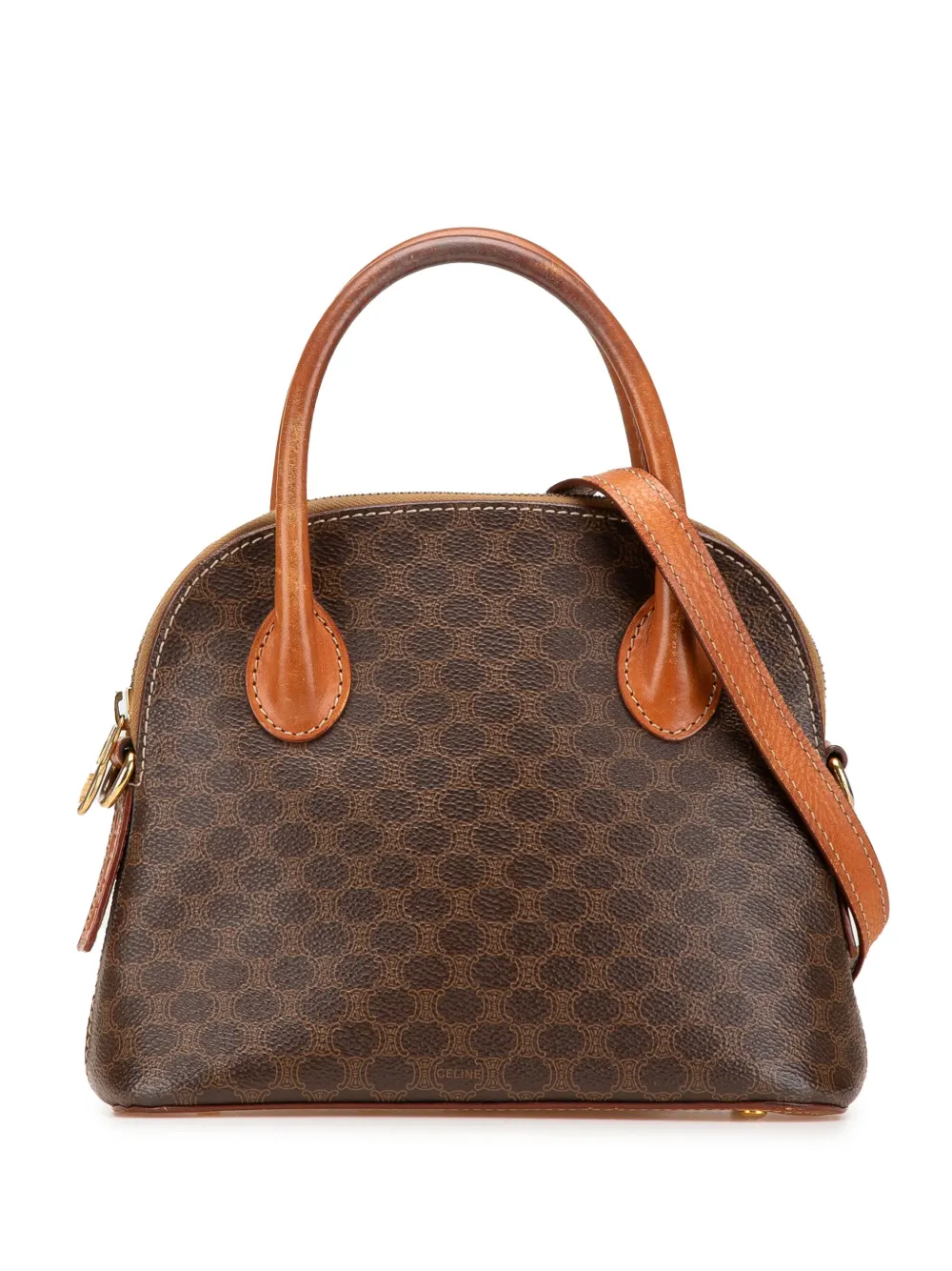 Céline Pre-Owned 1993 Mini Macadam Coated Canvas Dome satchel | Brown | Image 1