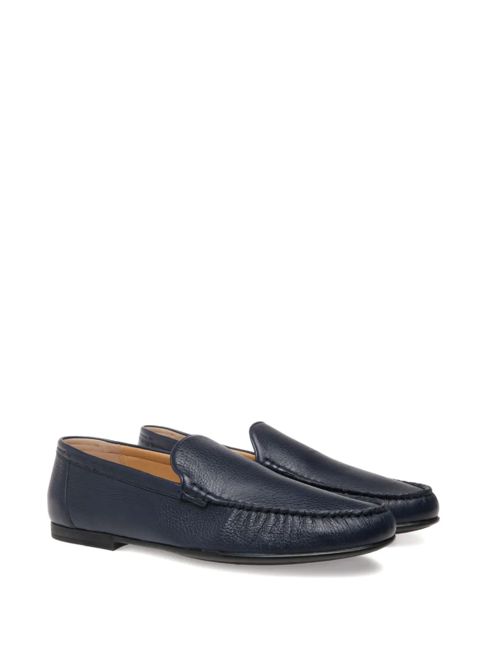 Bally grained-leather moccasin shoes Blue